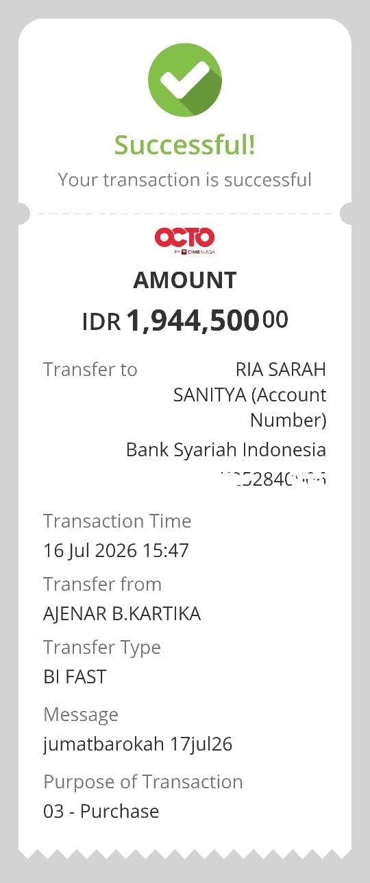 Sedekah Jumat Barokah tgl 17 Juli 2026 